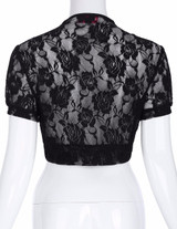 Short Sleeve Women Jacket 2017 Womens Ladies Cropped Shrug Black White Extra Short Open Stitch New Fashion Lace Bolero Outerwear