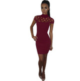 Short Sleeve Women Sexy Mini Dress Bandage Summer Hollow Out Women Bandage Bodycon Evening Party Pencil Mini Dress