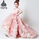 Hot Selling New Ruffled Flower Girl Dresses For Wedding Floor Length Ball Gown Princess Girl's Pageant Dresses
