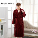 Hot Selling Men Winter Classic Long Warm Bathrobe Mens Soft Flannel Coral Fleece Robes Thick Kimono Bath Robe Male Dressing Gown