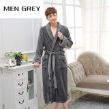 Hot Selling Men Winter Classic Long Warm Bathrobe Mens Soft Flannel Coral Fleece Robes Thick Kimono Bath Robe Male Dressing Gown