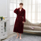 Hot Selling Men Winter Classic Long Warm Bathrobe Mens Soft Flannel Coral Fleece Robes Thick Kimono Bath Robe Male Dressing Gown