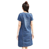 Hot Selling Fashion Summer Dresses Women Slim A Line Dress Short Sleeve Denim Dress Casual Female Dress Plus Size Vestidos