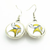 Hot Selling Double Football Drop Earrings Minnesota Vikings Team Logo Drop Earrings For Women Jewelry 10pairs/lot