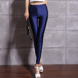 Hot Selling 2018 Women Solid Color Fluorescent Shiny Pant Leggings Large Size Spandex Shinny Elasticity Casual Trousers For Girl