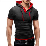 Hot Sell Men'S T Shirt 2017 Summer Fashion Hooded Sling Short-Sleeved Tees Male T-Shirt Slim Male Tops 5XL