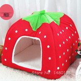 New Pet Supplies High Quality Dog House Soft Strawberry Cat Rabbit Bed House Kennel Doggy Warm Cushion Basket for Puppy Home