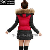 New Padded Winter Jacket Women Cotton Women's Winter Jacket Fashion Slim Plus Size Parkas Hooded With Fake Fur Coat Casacos