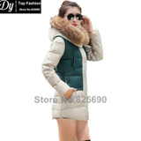 New Padded Winter Jacket Women Cotton Women's Winter Jacket Fashion Slim Plus Size Parkas Hooded With Fake Fur Coat Casacos