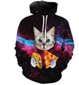 New Novelty Women/Men 3D Cat Moon Galaxy Black Hoodies Fashion Cartoon Sweatshirts Gardigan Girl Winter Cute Hooded Jacket