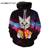 New Novelty Women/Men 3D Cat Moon Galaxy Black Hoodies Fashion Cartoon Sweatshirts Gardigan Girl Winter Cute Hooded Jacket