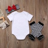 New Newborn Baby Girl Tops Romper +Leg Warmers Headband Outfit Clothes Set