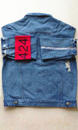 New mens hip hop ripped jeans denim jacket coat fear of god FourTwoFour 424 jeans jackets for men z14