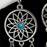Hot Bohemian Feather Tassel Turquoise Dream Catcher Dangle Earrings Hook Ear Jewelry