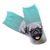 Hot 3D Printed Cotton Socks Pugs Dog Printed Casual Style 19cm Low Anklet Socks Unisex Calcetines Chaussettes