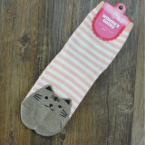 HoT 3D animals style striped fashion cartoon socks women 3D cat footprints Cute Cotton Socks