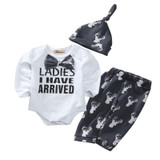 Hot 3 PCS Casual Baby Girl Boy Ladies I Have Arrived Romper T Shirt +Deer Long Pants Outfits Set Clothing Clothes Set Outfits