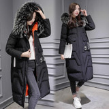 High Quality Zipper Hooded Long Jacket Fur Collar Winter Down Coats Female Thick Warm White Duck Down Coats Women Coats SHZ42