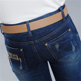 High Quality women's spring big straight Ripped Jeans Mid waist wide leg Denim pants Flare Trousers free shipping