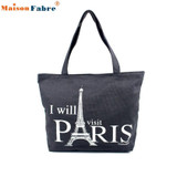 High quality Women Canvas Handbag Shopping Shoulder Bag Paris Eiffel Tower Bookbag Tote