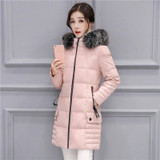 Fitaylor Winter Jacket Women Real Fox Fur Collar Slim Parkas 90% White Duck Down Medium Long Snow Overcoat Army Green Pink Coats