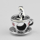 Fit Brand Bracelets DIY Beads for Jewelry Making Sterling-Silver-Jewelry Alice in Wonderland Teacup Charms Silver 925 Berloque