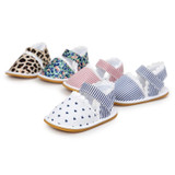 First Walkers Newborn Baby Girl Soft Sole Shoes Infant Toddler Lace Striped Print Crib Shoes 0-18M