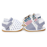First Walkers Newborn Baby Girl Soft Sole Shoes Infant Toddler Lace Striped Print Crib Shoes 0-18M