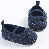 First Walker Newborn White Bowknot Dot Baby Girl Lace Shoes Baby Shoes Toddler Prewalker Anti-Slip Shoe