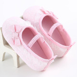 First Walker Newborn White Bowknot Dot Baby Girl Lace Shoes Baby Shoes Toddler Prewalker Anti-Slip Shoe