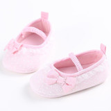 First Walker Newborn White Bowknot Dot Baby Girl Lace Shoes Baby Shoes Toddler Prewalker Anti-Slip Shoe