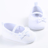 First Walker Newborn White Bowknot Dot Baby Girl Lace Shoes Baby Shoes Toddler Prewalker Anti-Slip Shoe