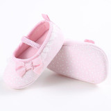 First Walker Newborn White Bowknot Dot Baby Girl Lace Shoes Baby Shoes Toddler Prewalker Anti-Slip Shoe