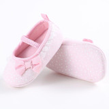 First Walker Newborn White Bowknot Dot Baby Girl Lace Shoes Baby Shoes Toddler Prewalker Anti-Slip Shoe