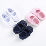 First Walker Newborn White Bowknot Dot Baby Girl Lace Shoes Baby Shoes Toddler Prewalker Anti-Slip Shoe