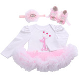 First Birthday Girl Tutu Set Newborn Clothing Ruffle Baby Clothes Baby Girl Christening Gowns Party Dress Headband Shoes Set