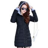 FIONTO Women's Jacket Winter 2017 New Medium-Long Down Cotton Parka Plus Size Coat Slim Ladies Casual Clothing Hot Sale AA007
