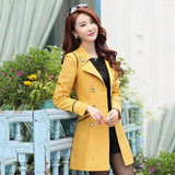 FIONTO Spring Autumn Trench Coat 2017 Hot Fashion Turn Down Collar Trench Coat Women Color Long Slim Double Breasted Coats F034