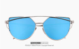 FEISEDY Fashion Cat Eye Sunglasses Women Brand Designer Metal Reflective Mirror Sun Glasses For Women Twin-Beams Glasses Gafas