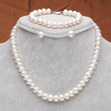 Feige Genuine 10-11mm White Natural Freshwater Pearl Jewelry Sets For Women's 925 Sterling Silver Pearl Earrings Fine Jewelry