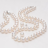Feige Genuine 10-11mm White Natural Freshwater Pearl Jewelry Sets For Women's 925 Sterling Silver Pearl Earrings Fine Jewelry