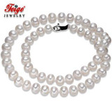 FEIGE High quality Classic Style 8-9mm White Freshwater Cultured Pearls Choker Necklaces for Women's Collier Fine Jewelry Colar