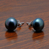 FEIGE 9.5-10mm Freshwater Black Pearls 925 Sterling Silver Retro Style Pearl Stud Earrings F Women Brincos Fine Jewelry