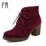FEDIMIRO Women Genuine Leather Boots 6 Colors Platform Ankle Boots Woman Round Toe Lace-Up Winter Shoes Ladies Autumn Boots