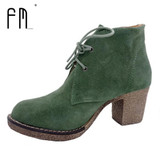FEDIMIRO Women Genuine Leather Boots 6 Colors Platform Ankle Boots Woman Round Toe Lace-Up Winter Shoes Ladies Autumn Boots