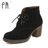 FEDIMIRO Women Genuine Leather Boots 6 Colors Platform Ankle Boots Woman Round Toe Lace-Up Winter Shoes Ladies Autumn Boots