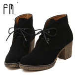FEDIMIRO Women Genuine Leather Boots 6 Colors Platform Ankle Boots Woman Round Toe Lace-Up Winter Shoes Ladies Autumn Boots