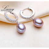 Featured Brand wedding freshwater silver pearl hoop earrings,white natural pearl earrings jewelry for women trendy birthday gift