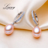 Featured Brand wedding freshwater silver pearl hoop earrings,white natural pearl earrings jewelry for women trendy birthday gift
