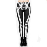 FCCEXIO New Brand 3D Printed Retro Bones Black Skeleton Sexy Women Casual Punk Rock Leggins High Waist Pants Fitness Leggings